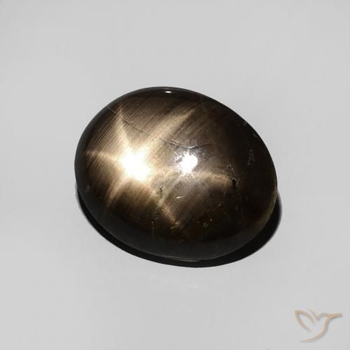 Saphir étoilé Noire naturelle ovale, 3.44 ct, Opaque