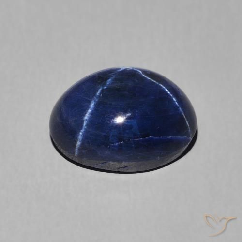 Saphir étoilé bleue naturelle coupe ovale, 3,39 ct, opaque
