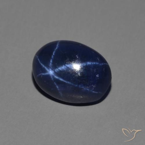 Saphir étoilé bleue naturelle coupe ovale, 1,79 ct, opaque