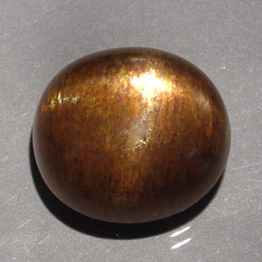 Pierre de soleil étoilée marron doré naturelle coupe ovale, 6,18 ct, opaque
