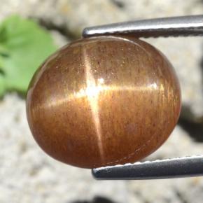 Pierre de soleil étoilée marron doré naturelle coupe ovale, 9,87 ct, opaque