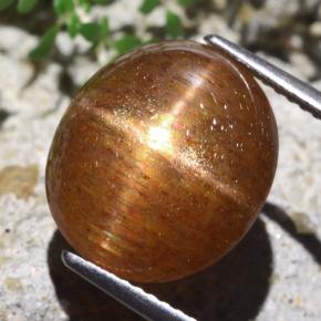 Pierre de soleil étoilée marron naturelle coupe ovale, 9,36 ct, opaque