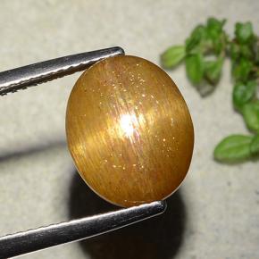 Pierre de soleil étoilée Brun doré naturelle Coupe ovale, 5.86 ct, Opaque