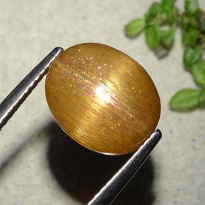 Pierre de soleil étoilée Brun doré naturelle Coupe ovale, 5.86 ct, Opaque