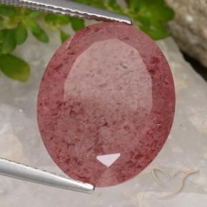 Quartz fraise Rouge cerise violacé naturelle ovale, 12.29 ct, Translucide