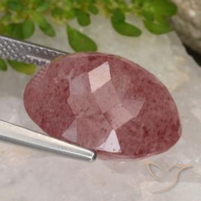 Quartz fraise Rouge cerise violacé naturelle ovale, 12.29 ct, Translucide