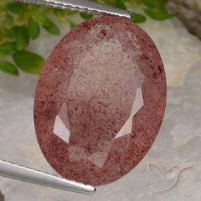 Quartz fraise Rouge moyen-foncé naturelle ovale, 9.14 ct, Translucide