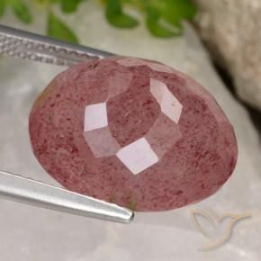 Quartz fraise Rouge moyen naturelle ovale, 12.80 ct, Translucide