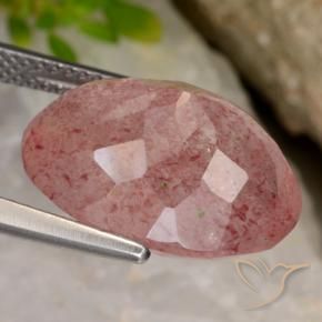 Quartz fraise Rose foncé naturelle ovale, 10.23 ct, Translucide