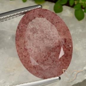 Quartz fraise Rose naturelle ovale, 11.28 ct, Translucide