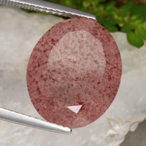 Quartz fraise Rose moyen naturelle ovale, 9.98 ct, Translucide
