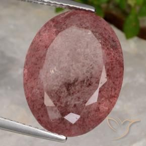 Quartz fraise Rose foncé naturelle ovale, 11.86 ct, Translucide