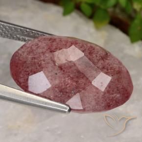 Quartz fraise Rose foncé naturelle ovale, 11.86 ct, Translucide