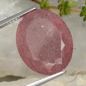 Quartz fraise Rose foncé naturelle ovale, 15.08 ct, Translucide