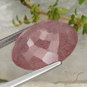 Quartz fraise Rose foncé naturelle ovale, 15.08 ct, Translucide