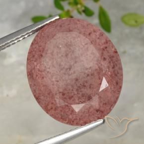 Quartz Fraise Rose naturelle ovale, 13.42 ct, Translucide