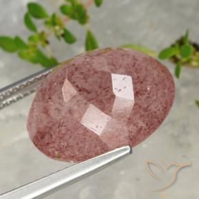 Quartz Fraise Rose naturelle ovale, 13.42 ct, Translucide
