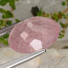 Quartz fraise Rose clair naturelle ovale, 8.28 ct, Translucide