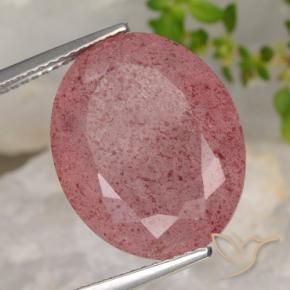 Quartz fraise Rouge foncé naturelle ovale, 13.81 ct, Translucide