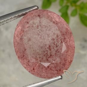 Quartz fraise Orange rose naturelle ovale, 10.28 ct, Translucide