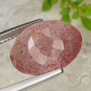 Quartz fraise Orange rose naturelle ovale, 10.28 ct, Translucide