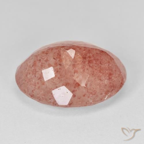 Quartz fraise Rouge moyen naturelle ovale, 17.53 ct, Translucide