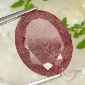 Quartz fraise Rouge cerise violacé naturelle ovale, 17.12 ct, Translucide