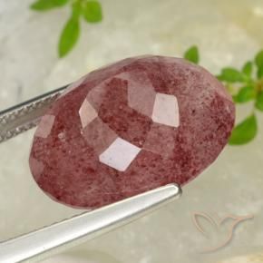 Quartz fraise Rouge cerise violacé naturelle ovale, 17.12 ct, Translucide