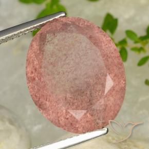 Quartz fraise Rose moyen naturelle ovale, 8.69 ct, Translucide