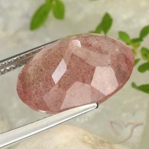 Quartz fraise Rose moyen naturelle ovale, 8.69 ct, Translucide