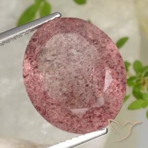 Quartz fraise Rose moyen naturelle ovale, 11.41 ct, Translucide
