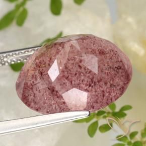 Quartz fraise Rose moyen naturelle ovale, 11.41 ct, Translucide