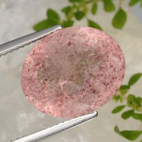 Quartz fraise Rose léger naturelle Coupe ovale, 9.40 ct, Translucide