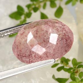 Quartz fraise Rose léger naturelle Coupe ovale, 9.40 ct, Translucide