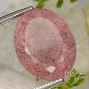 Quartz fraise Rouge violacé naturelle ovale, 15.43 ct, Translucide