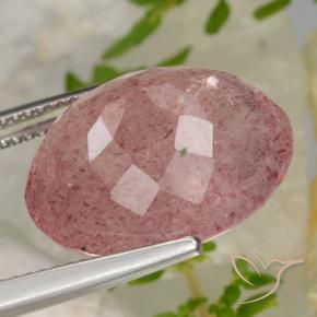 Quartz fraise Rouge violacé naturelle ovale, 15.43 ct, Translucide