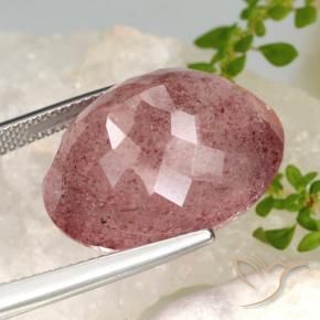 Quartz fraise Rouge foncé naturelle ovale, 24.85 ct, Translucide