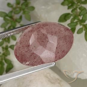 Quartz fraise Rouge moyen naturelle ovale, 10.11 ct, Translucide