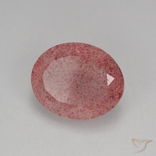 Quartz fraise Rose intense naturelle ovale, 7.64 ct, Translucide