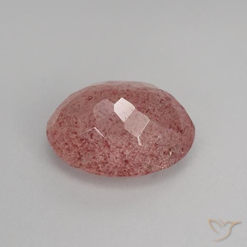 Quartz fraise Rose intense naturelle ovale, 7.64 ct, Translucide