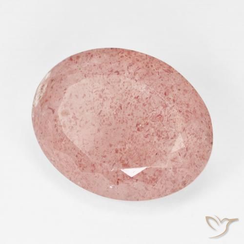 Quartz fraise Pale Red Orange naturelle ovale, 11.72 ct, Translucide