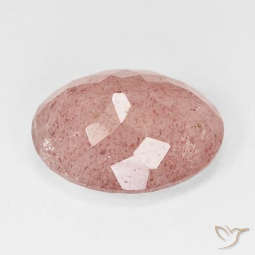 Quartz fraise Pale Red Orange naturelle ovale, 11.72 ct, Translucide