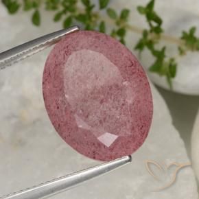 Quartz fraise Rose intense naturelle ovale, 13.38 ct, Translucide