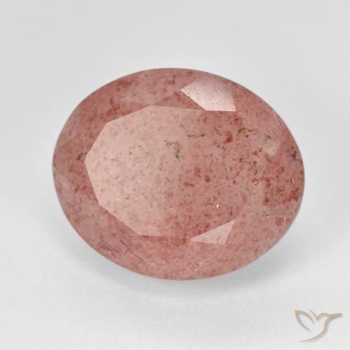 Quartz Fraise Rouge moyen naturelle ovale, 11.60 ct, Translucide