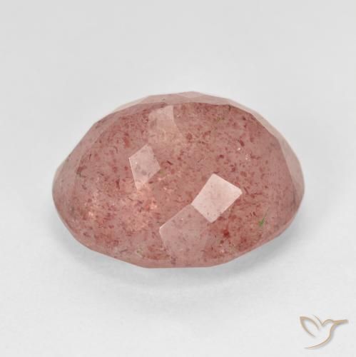 Quartz Fraise Rouge moyen naturelle ovale, 11.60 ct, Translucide