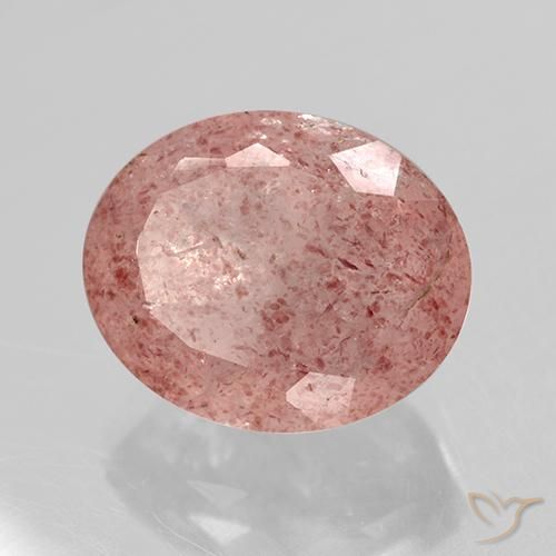 Quartz fraise Orange rose naturelle ovale, 11.84 ct, Translucide