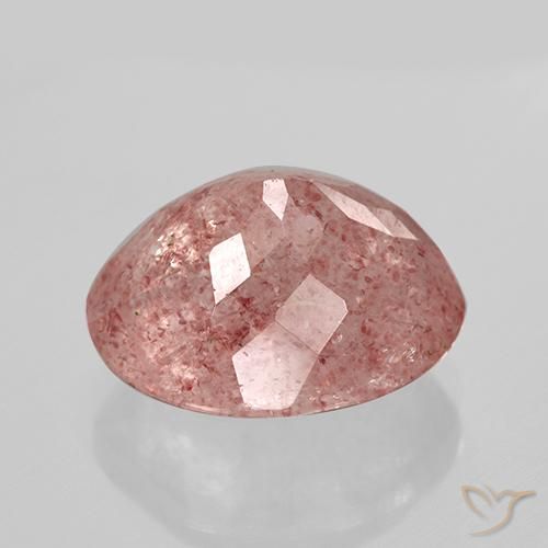 Quartz fraise Orange rose naturelle ovale, 11.84 ct, Translucide
