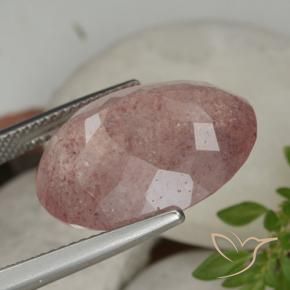 Quartz fraise Rose intense naturelle ovale, 15.28 ct, Translucide