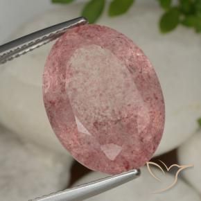 Quartz fraise Rose intense naturelle ovale, 14.16 ct, Translucide