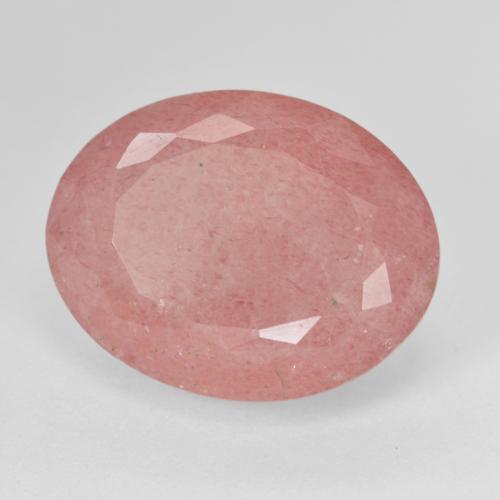 Quartz fraise Rose intense naturelle Coupe ovale, 13.85 ct, Translucide